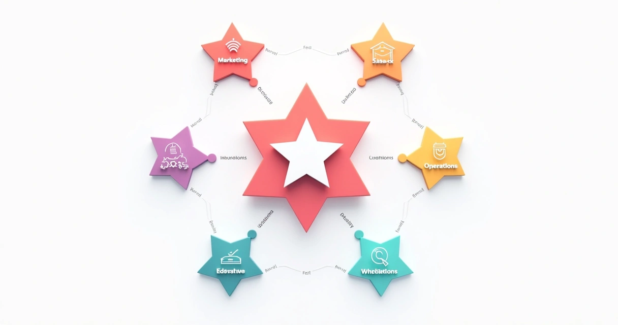 Ilustração mostrando a North Star Metric no centro das conexões de áreas do negócio