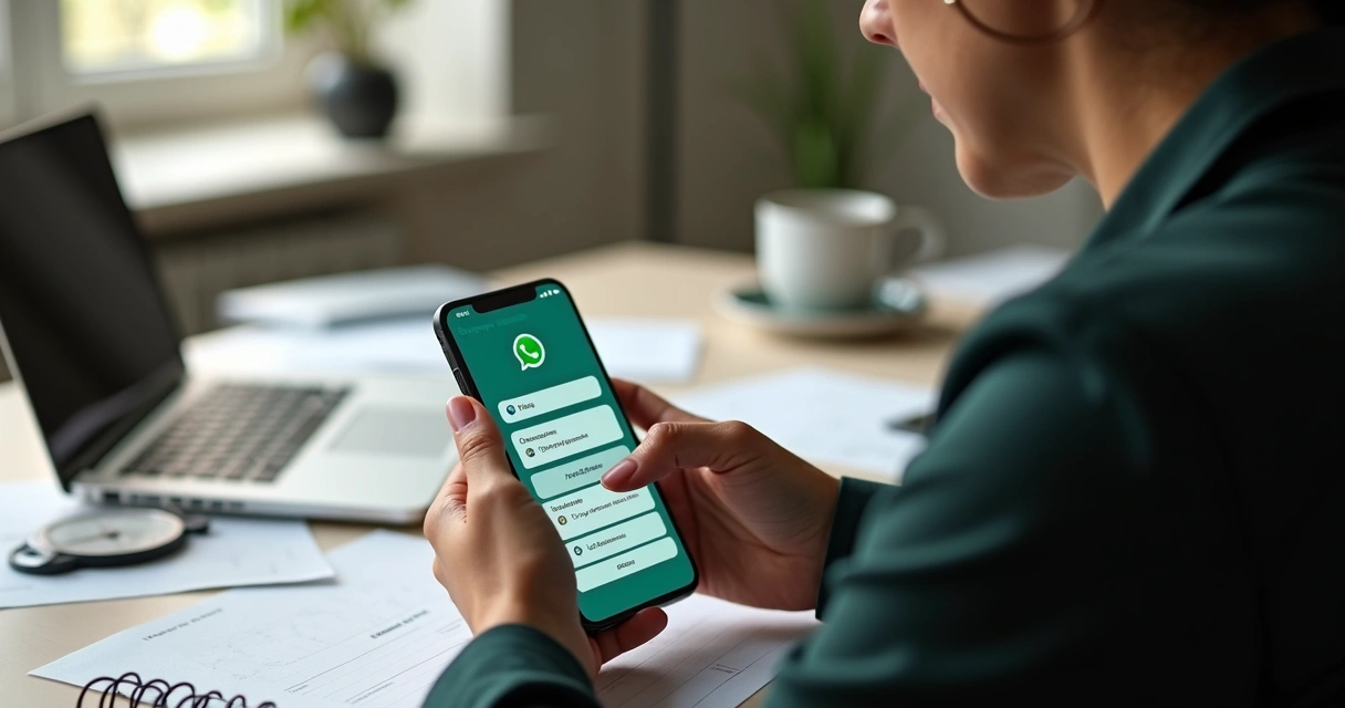 Gestor de PME respondendo check-in de OKR no WhatsApp
