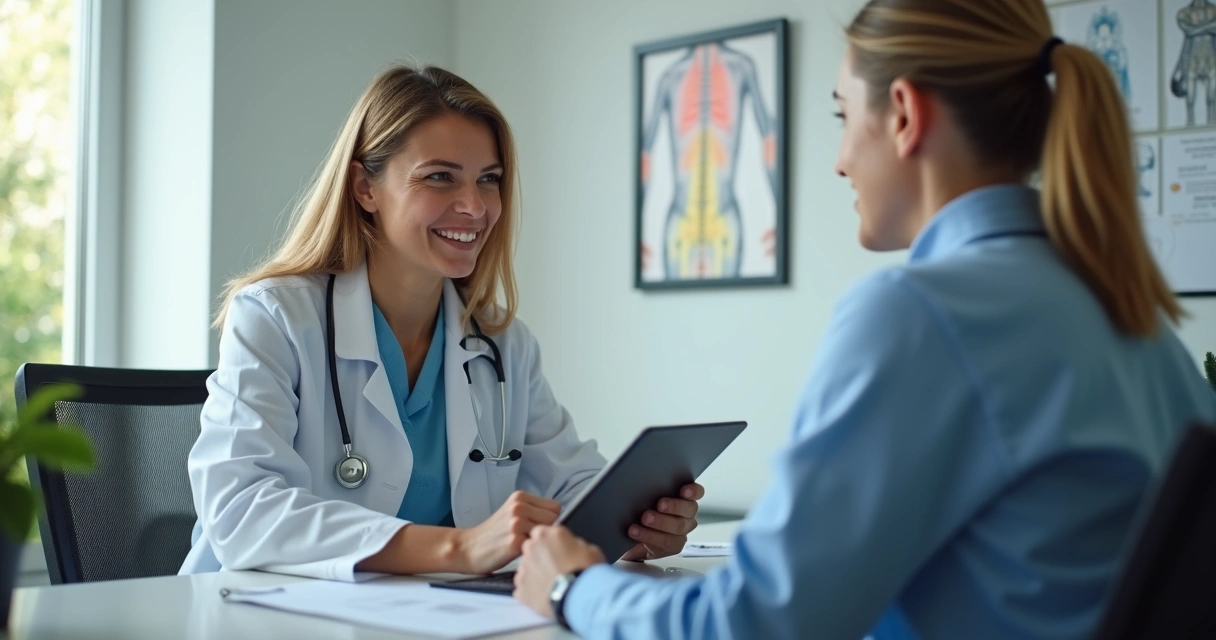Consulta médica em clínica privada entre médico e paciente