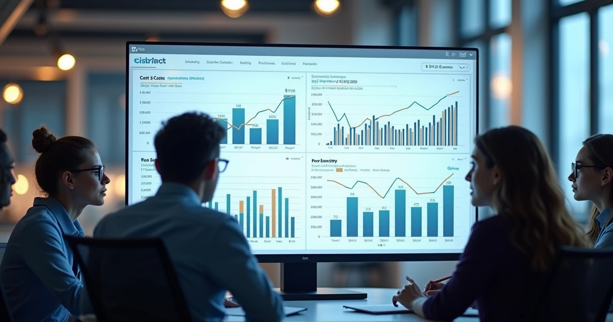 Dashboard financeiro com gráficos e indicadores de empresa