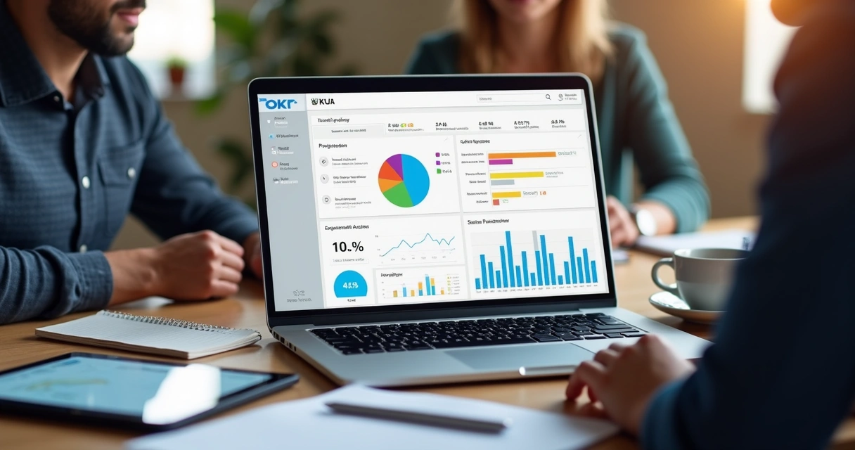 Dashboard exibindo progresso de OKRs em tempo real