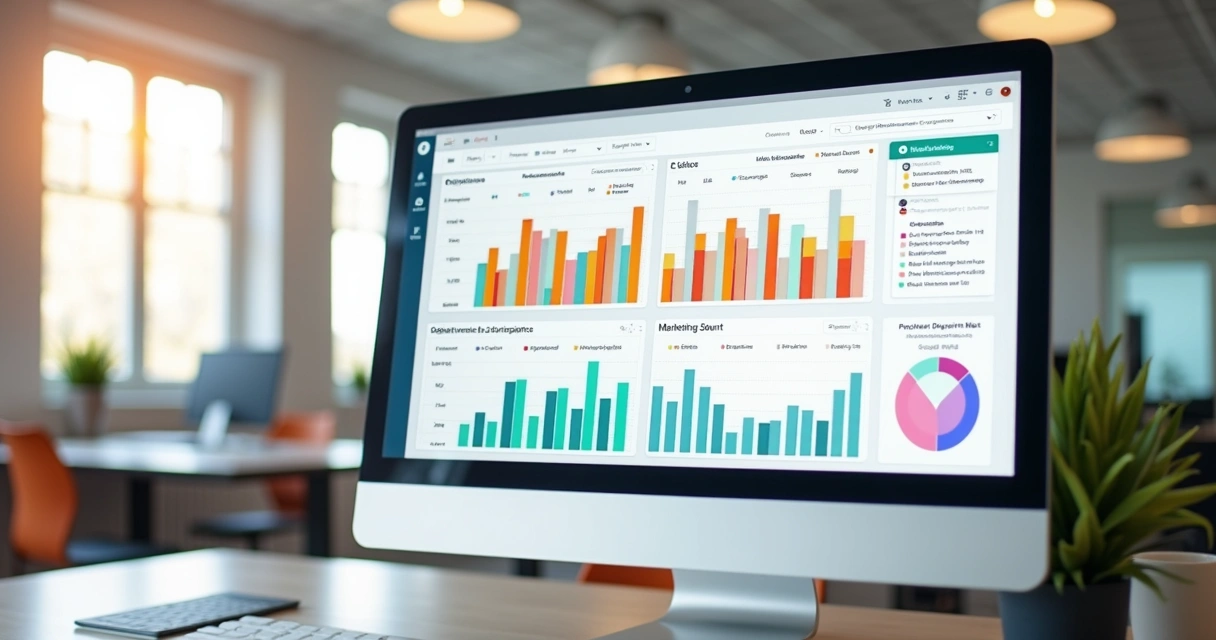 Dashboard de progresso de OKRs em tela de computador de uma PME