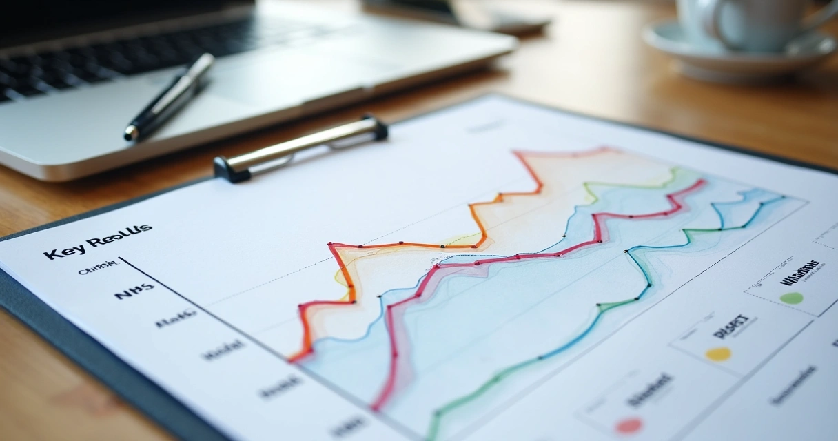 Gráfico de linha mostrando evolução semanal dos resultados-chave de uma PME