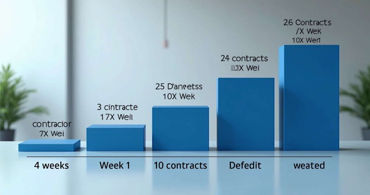 Gráfico mostrando redistribuição da meta semanal de contratos após deficit inicial