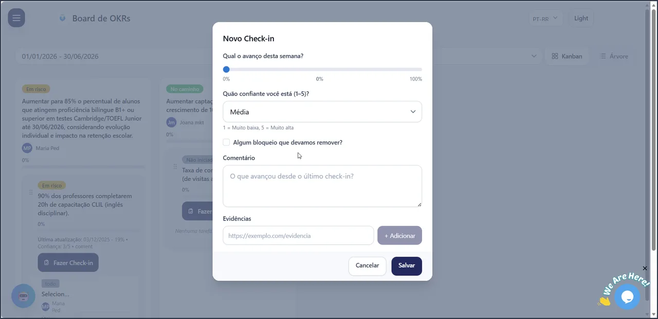 Check-in via Web - StayAlign Software OKR com IA para PMEs